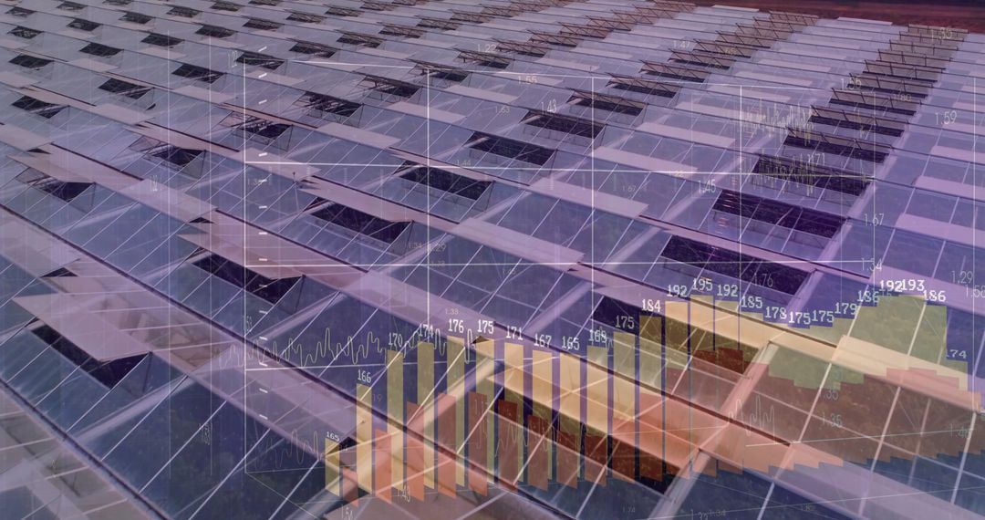 Solar Panels With Bar Charts Overlay Symbolizing Renewable Energy and Innovation