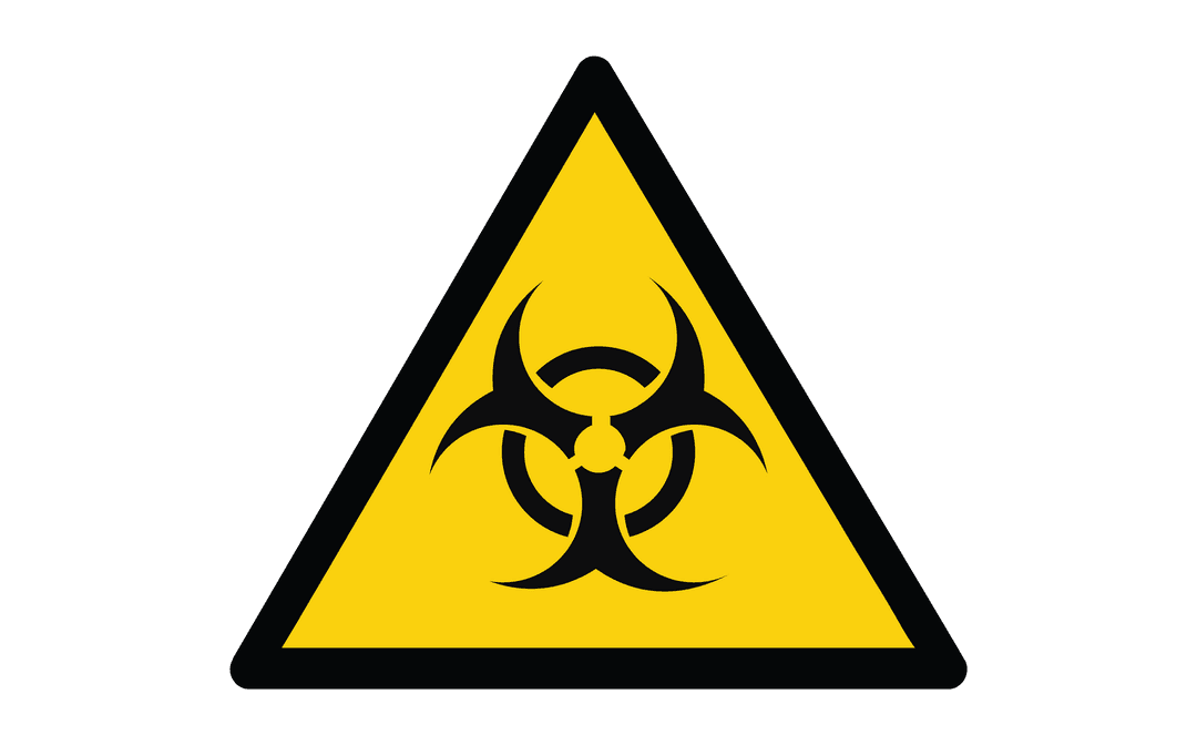 Transparent Biohazard Symbol on Yellow Warning Sign
