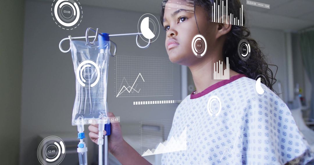 Young Patient Analyzing Medical Data in Hospital Setting