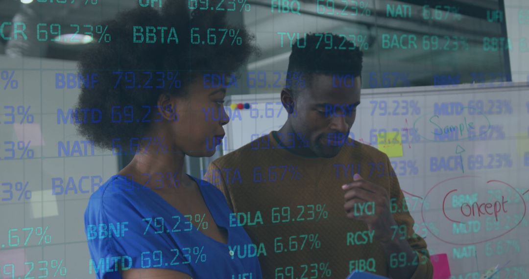 Two Professionals Analyzing Data on Financial Charts Double Exposure - Free Images, Stock Photos and Pictures on Pikwizard.com