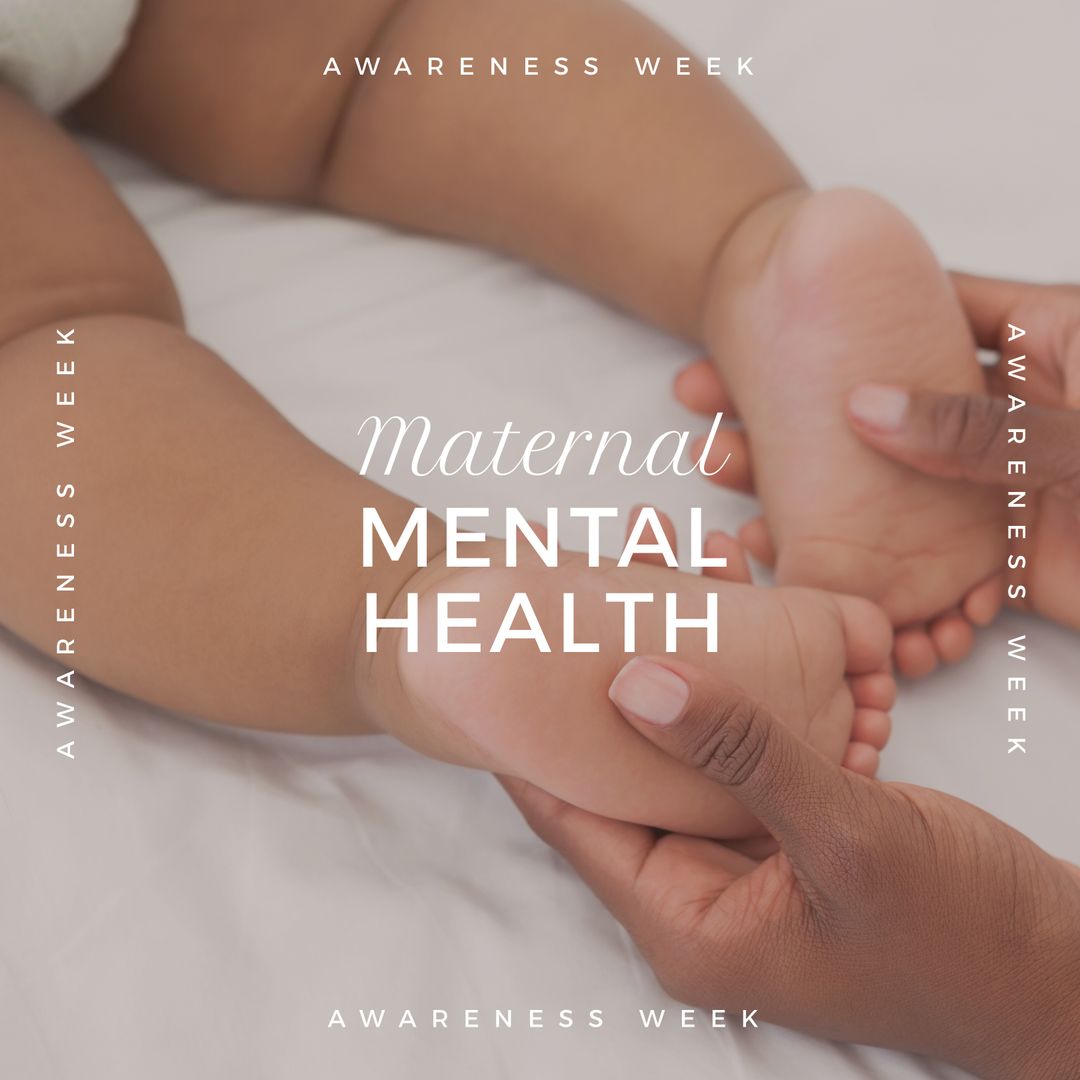 Maternal Mental Health Awareness with Baby Feet and Caregivers Hands - Download Free Stock Templates Pikwizard.com