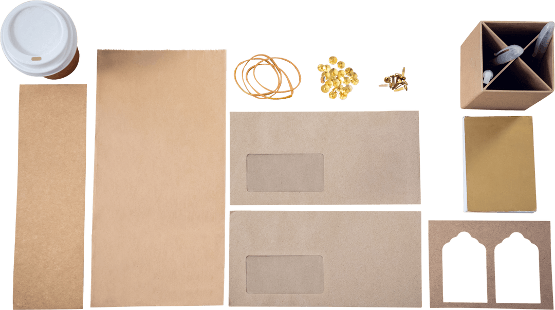 Organized Display of Translucent Cardboard Stationery with Accessories
