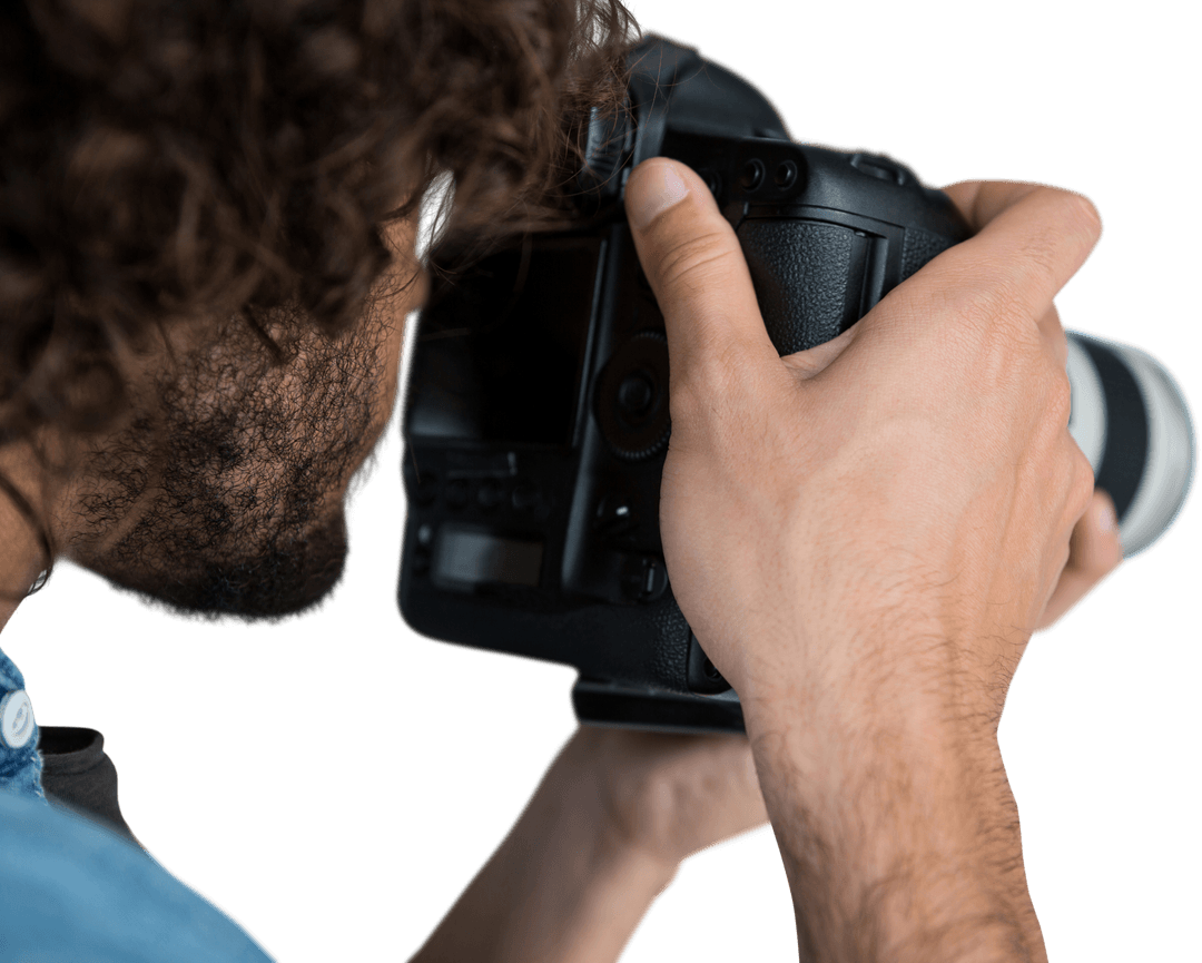 Photographer Holding Camera Capturing Seamless Shot