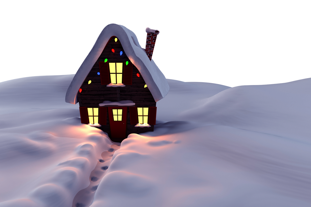 Transparent Christmas House Covered in Snow with Colorful Lights - Download Free Stock Images Pikwizard.com