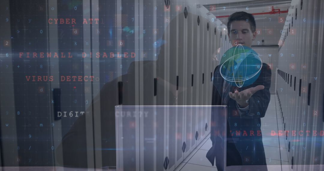 Businessman Exploring Virtual Reality in Cyber Security Enviroment