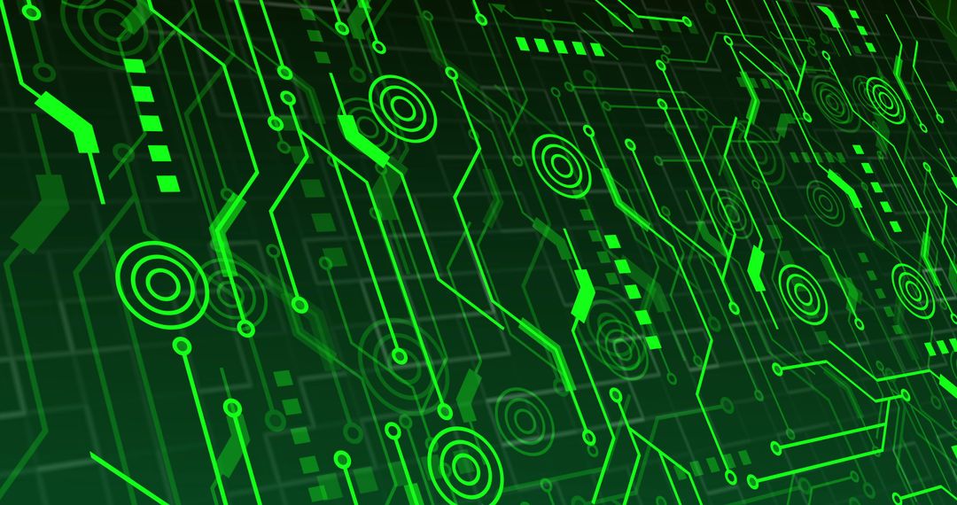 Futuristic Green Circuit Board Pattern in Neon Design