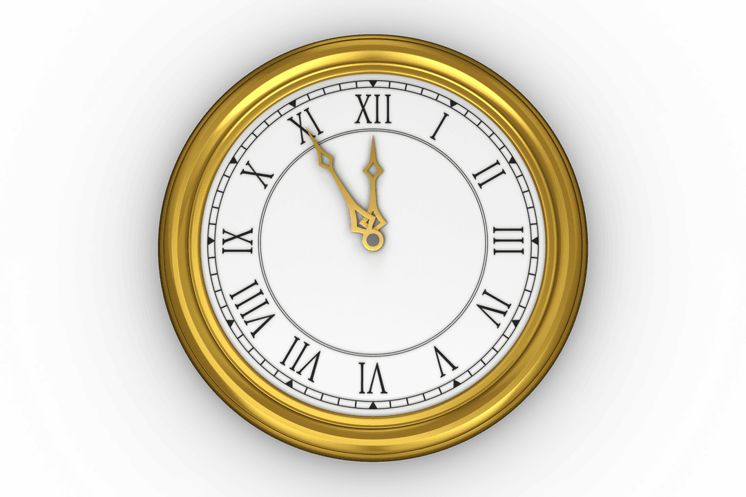 Transparent Gold Clock Showing Midnight Count Down