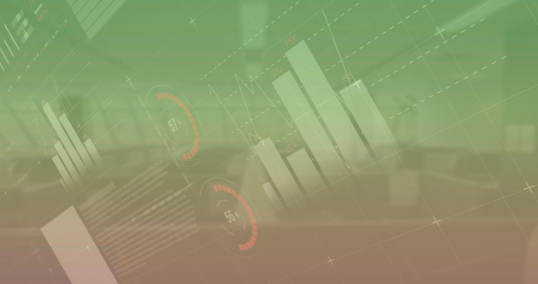 Futuristic Business Data Interface in Modern Office