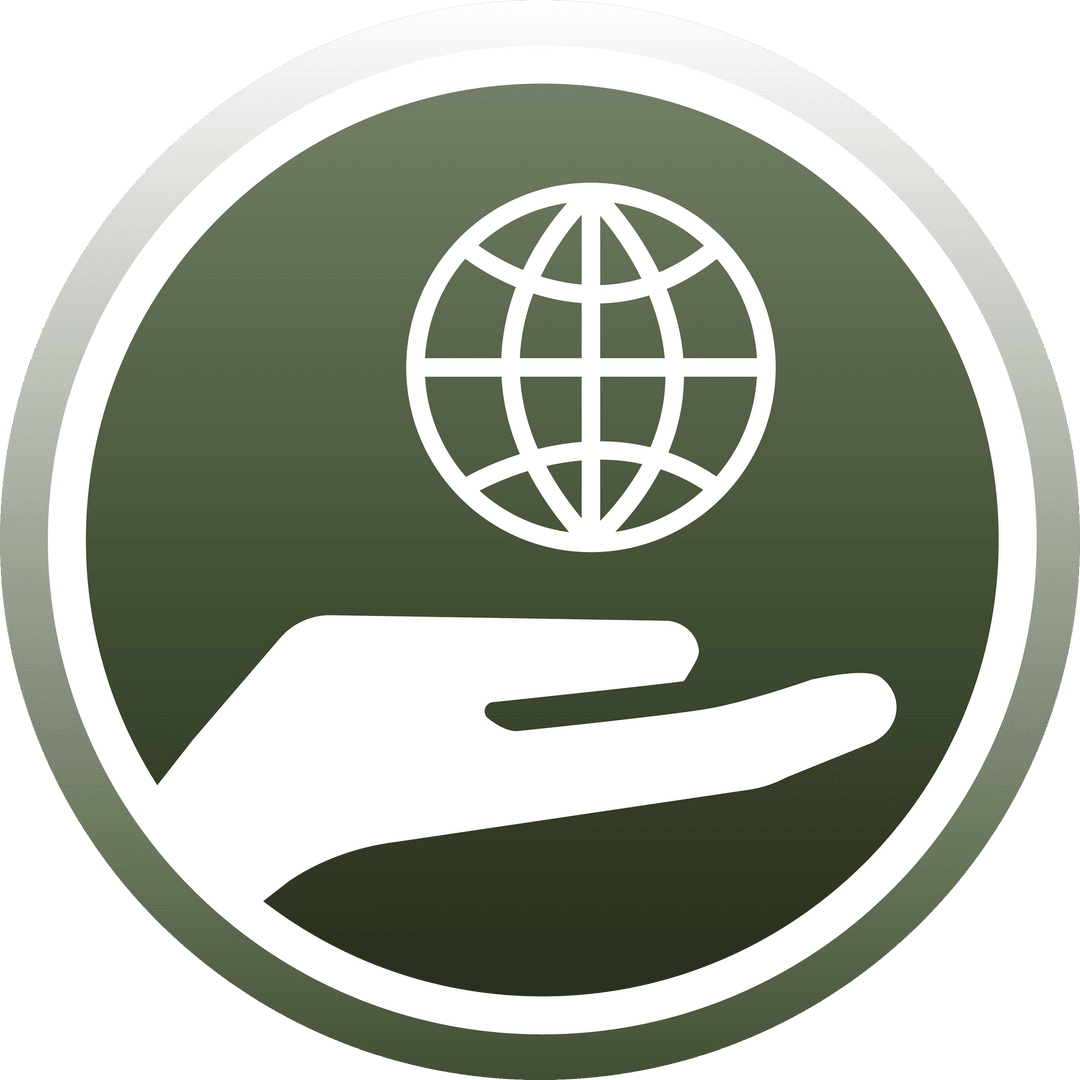 Transparent Hand Holding Globe Emblem for Global Connection Themes
