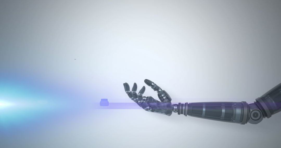 Futuristic Robot Arm with Digital Data Transfer