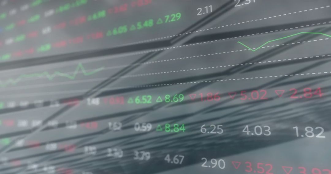 Blurred and Overlayed Stock Market Display in Modern Architecture