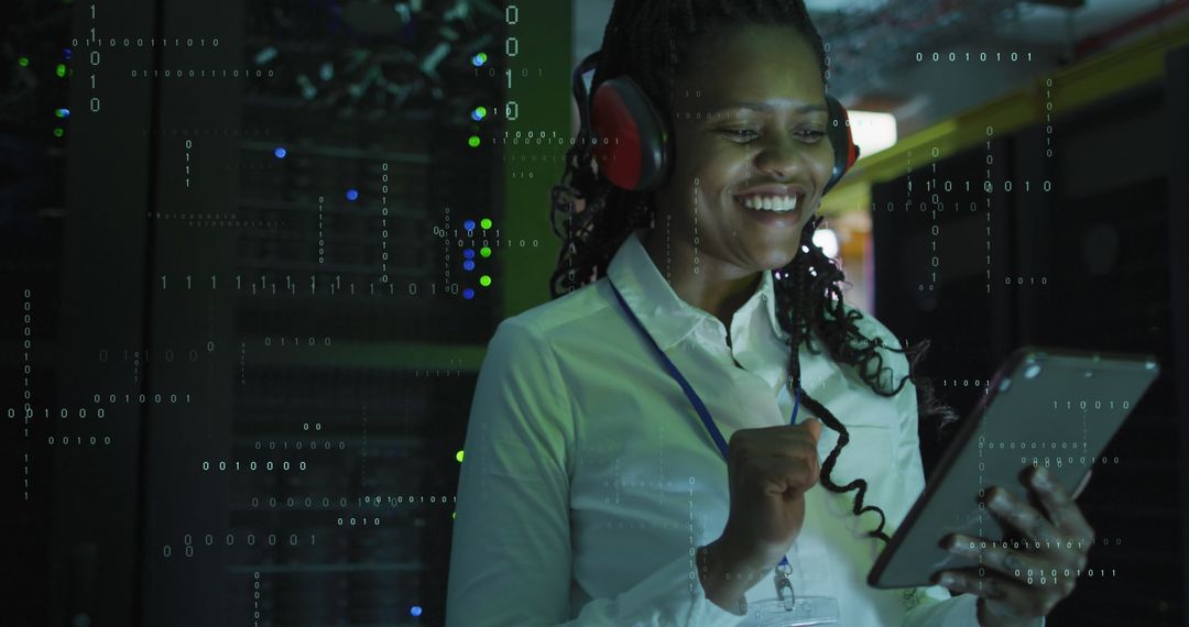 IT Engineer with Tablet Managing Data Servers