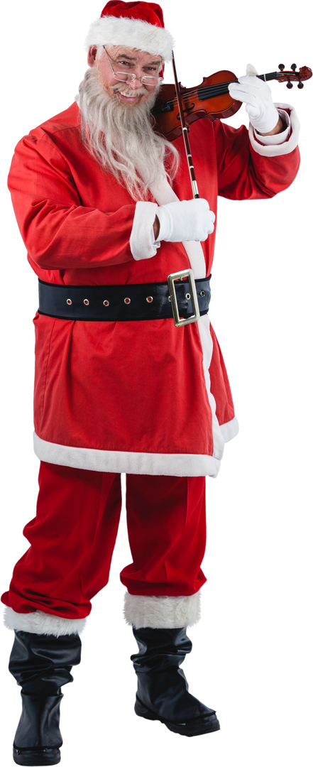 Transparent Smiling Santa Claus Playing Violin Standing Full-length - Download Free Stock Images Pikwizard.com