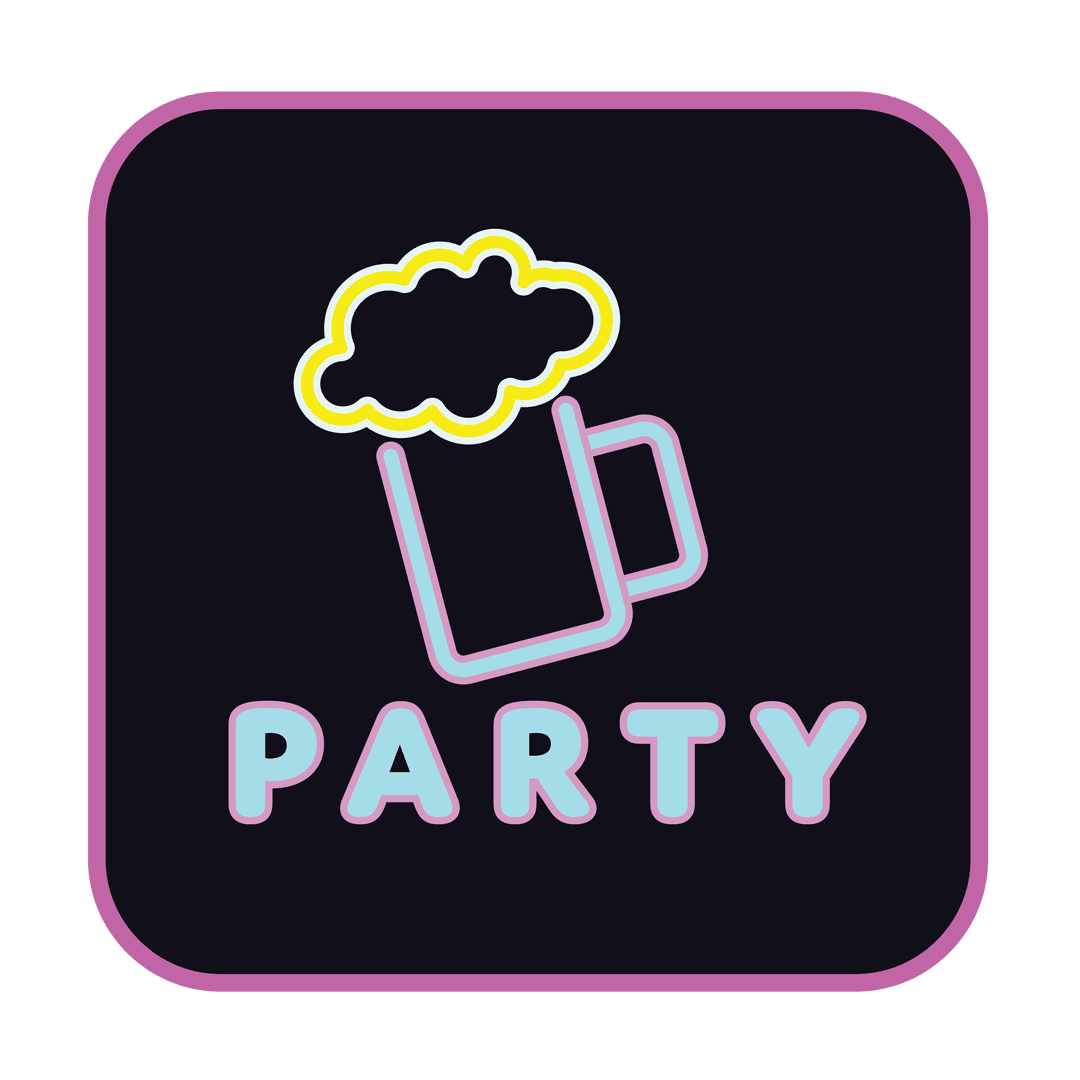 Swinging Party Icon with Beer Glass on Transparent Background