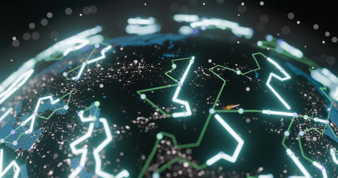 AI Data Processing Over Globe with Digital Connections