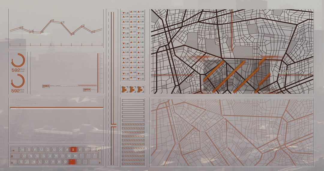 Futuristic Urban Dashboard with City Map and Data Visualization