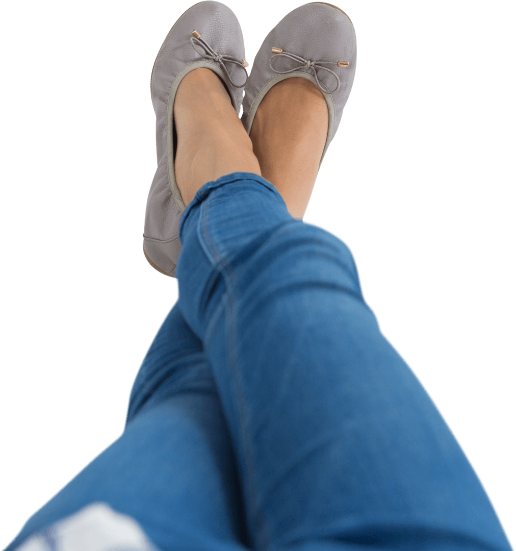 Legs Crossed in Jeans and Loafers, Transparent Background