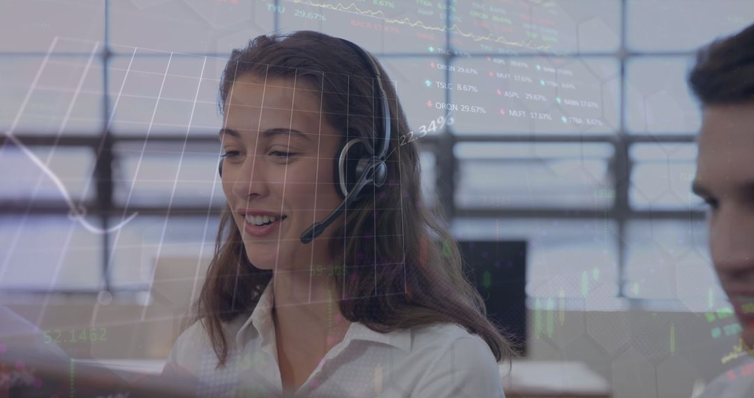 Business Professionals Engaged in Virtual Data Processing