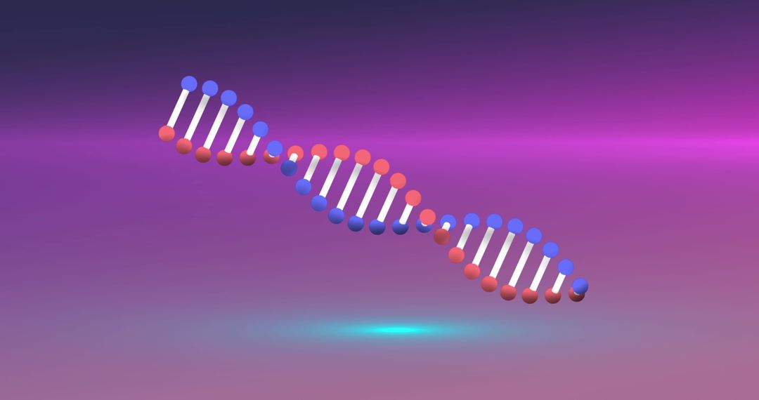 3D DNA Strand with Neon Light Background