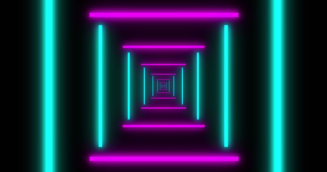 Hypnotic Geometric Tunnel with Neon Lights in Motion