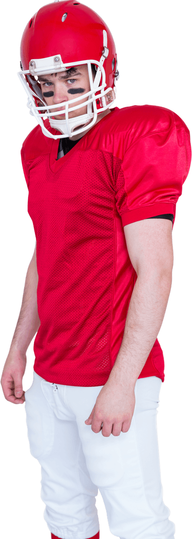 Transparent Football Athlete Staring With Game Intensity