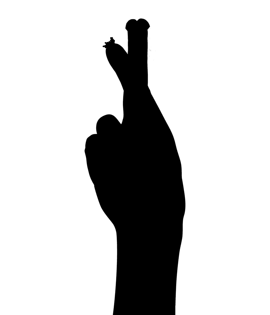 Hand with Fingers Crossed Gesture on Transparent Background