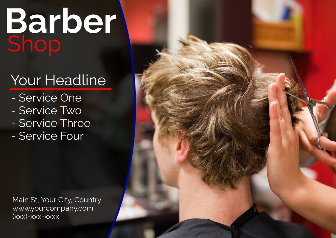 Barber Shop Advertisement Template with Hair Styling Services - Download Free Stock Templates Pikwizard.com