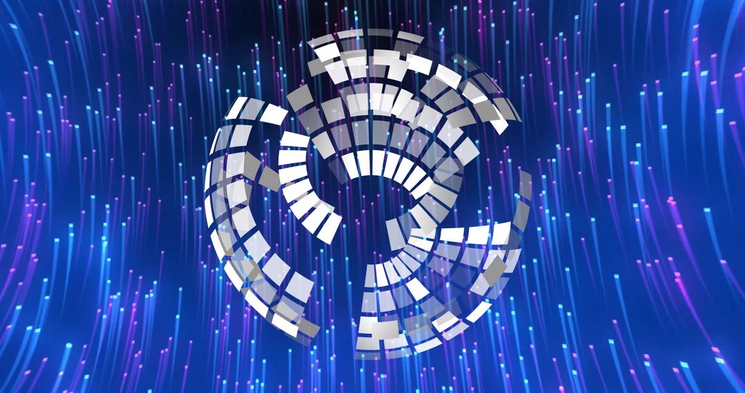 Futuristic Spinning Globe Over Cosmic Digital Stream