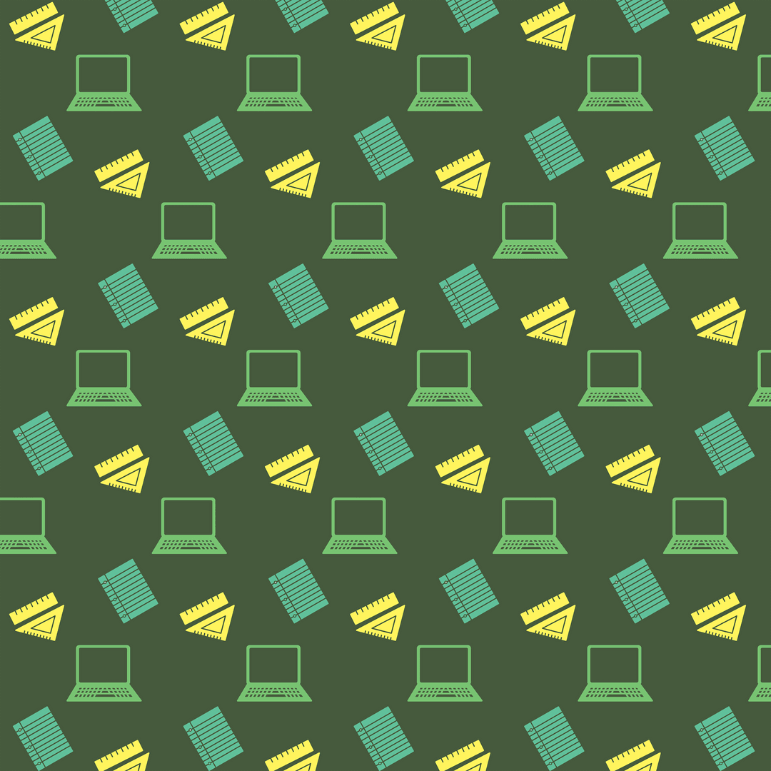 Seamless Digital Pattern of Stationery on Transparent Background