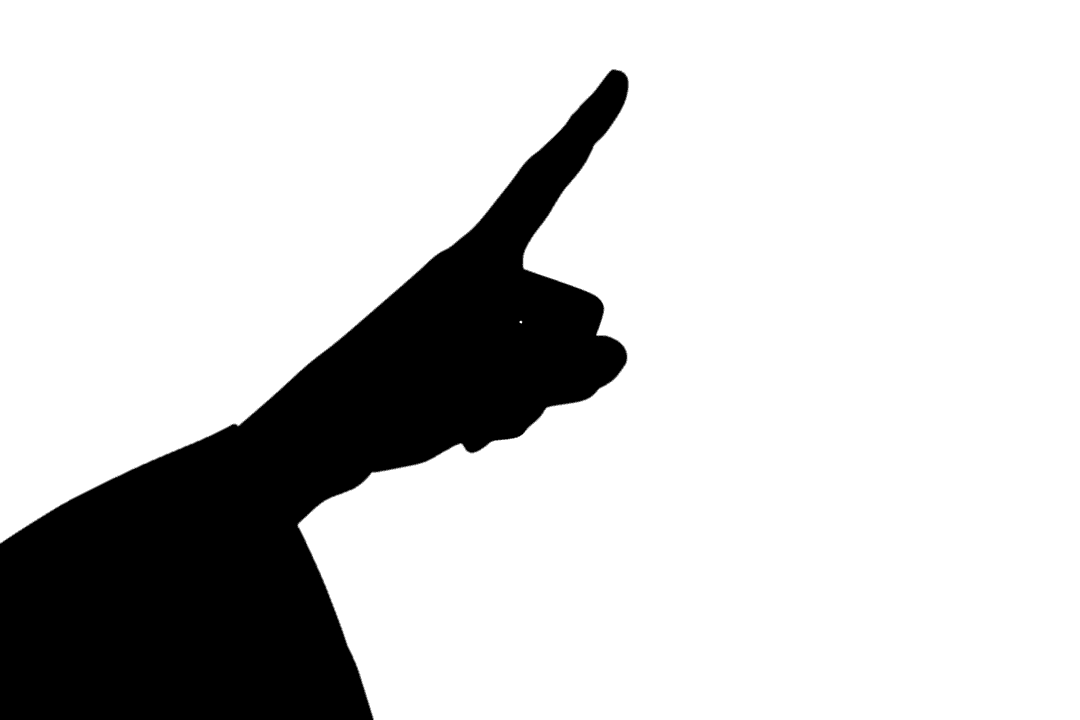 Transparent Hand Pointing Silhouette on Clear Background