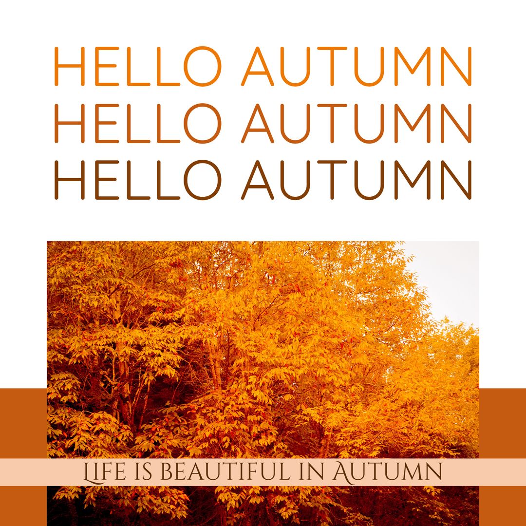 Bright Autumn Trees with Motivational Welcome Text