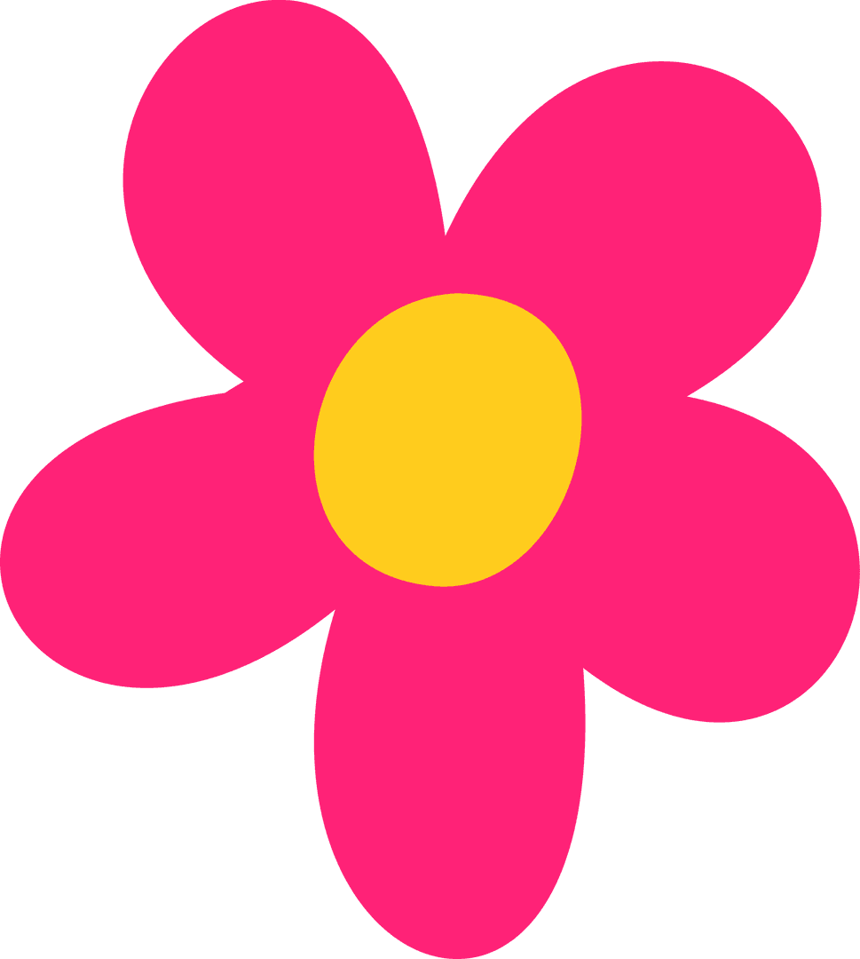 Minimal Floral Icon with Pink Petals on Transparent Background