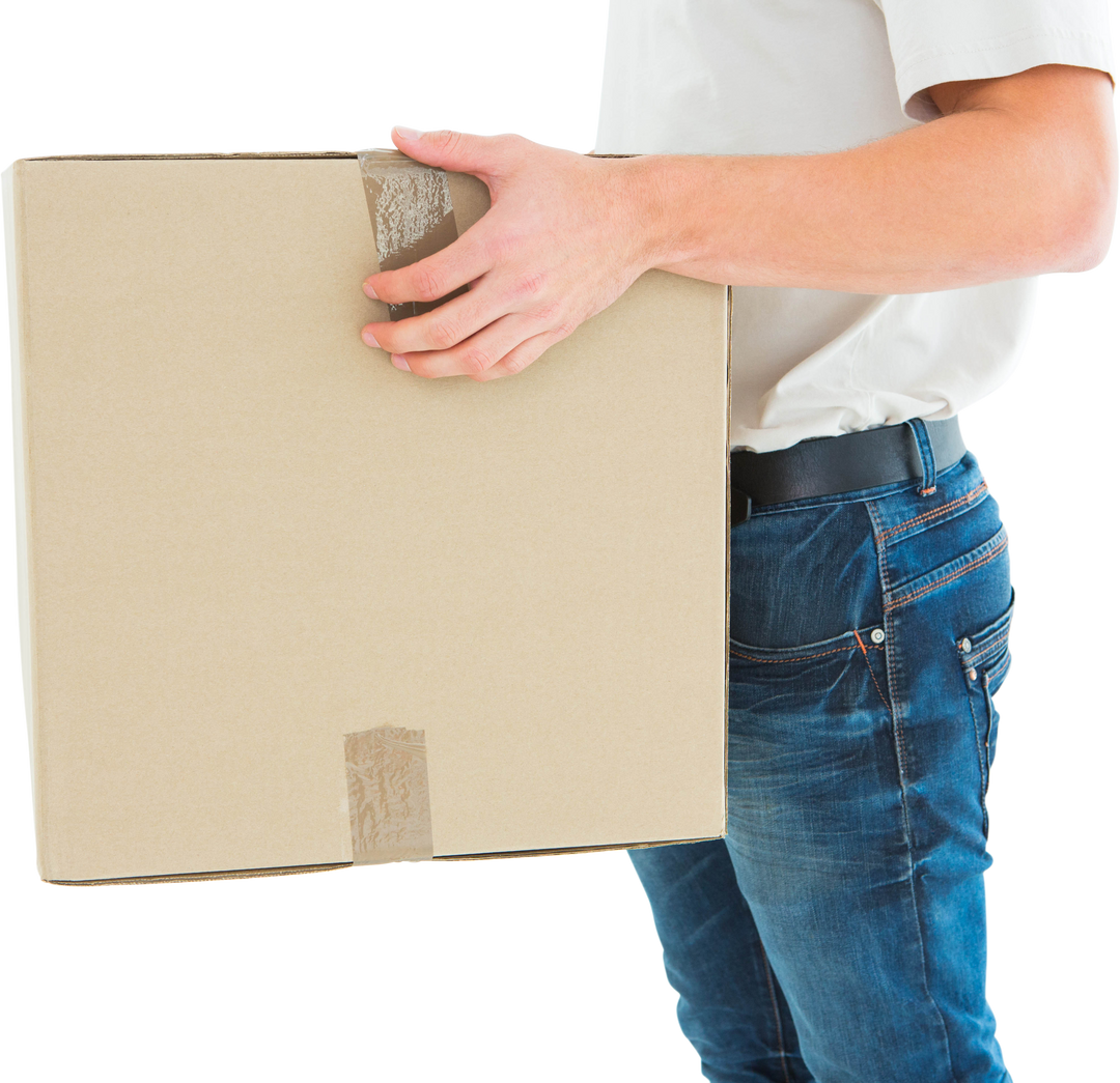 Transparent Man Carrying Cardboard Box for Delivery Services - Download Free Stock Images Pikwizard.com