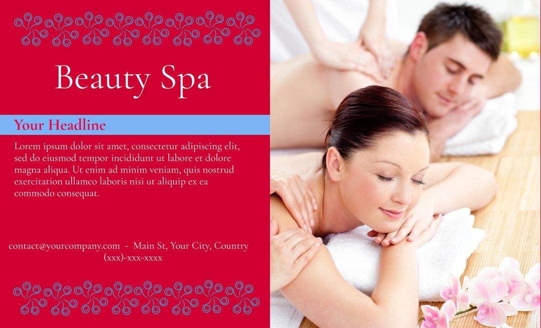 Spa Relaxation Template with Massage Scene