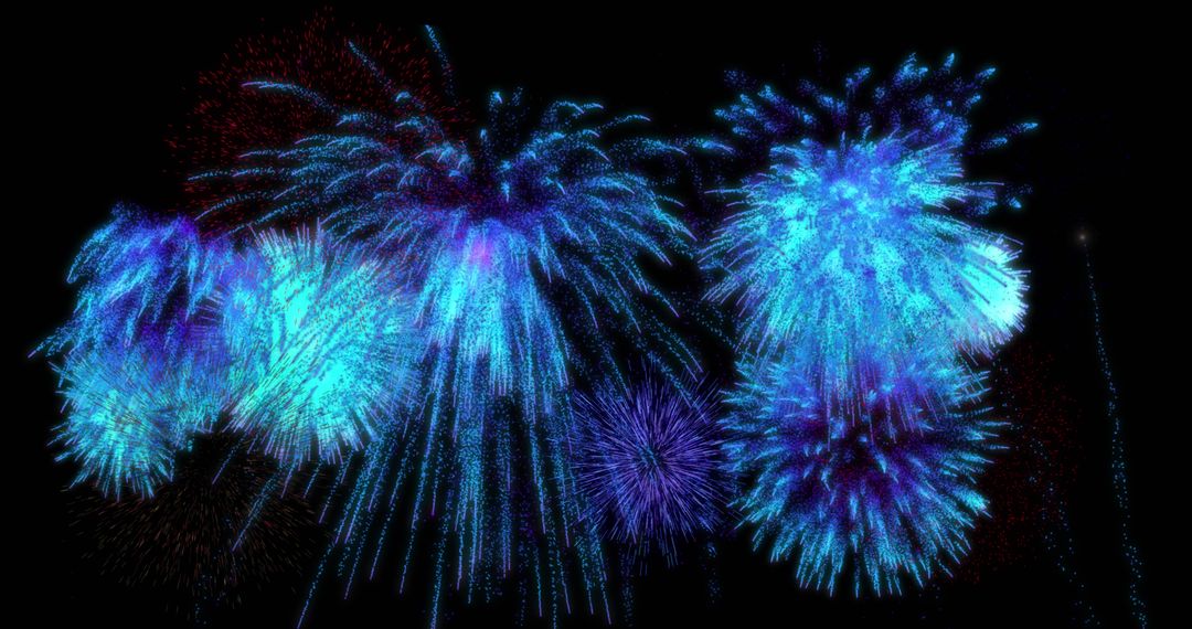 Shimmering Blue Fireworks Display Sparking at Night