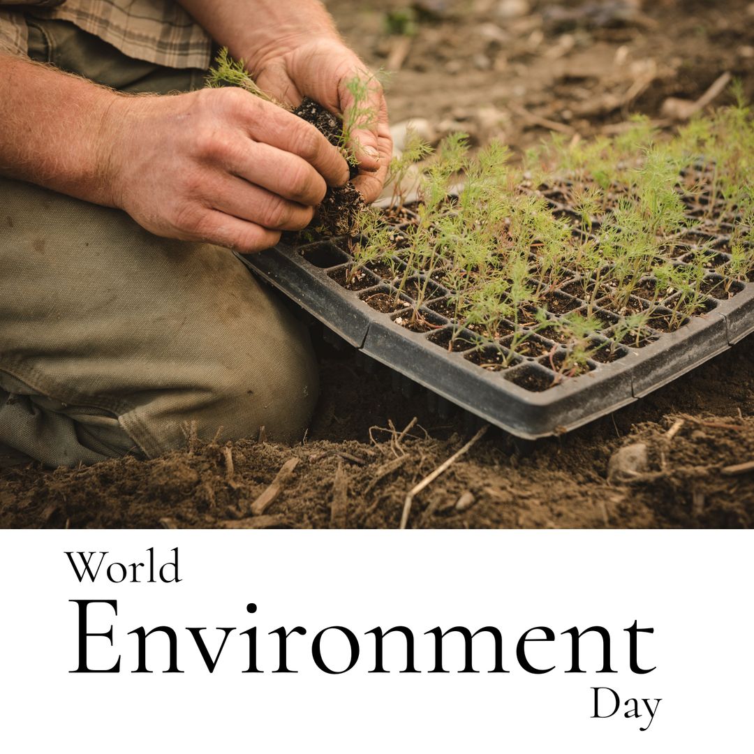 Hands Planting Seedlings for World Environment Day Celebration