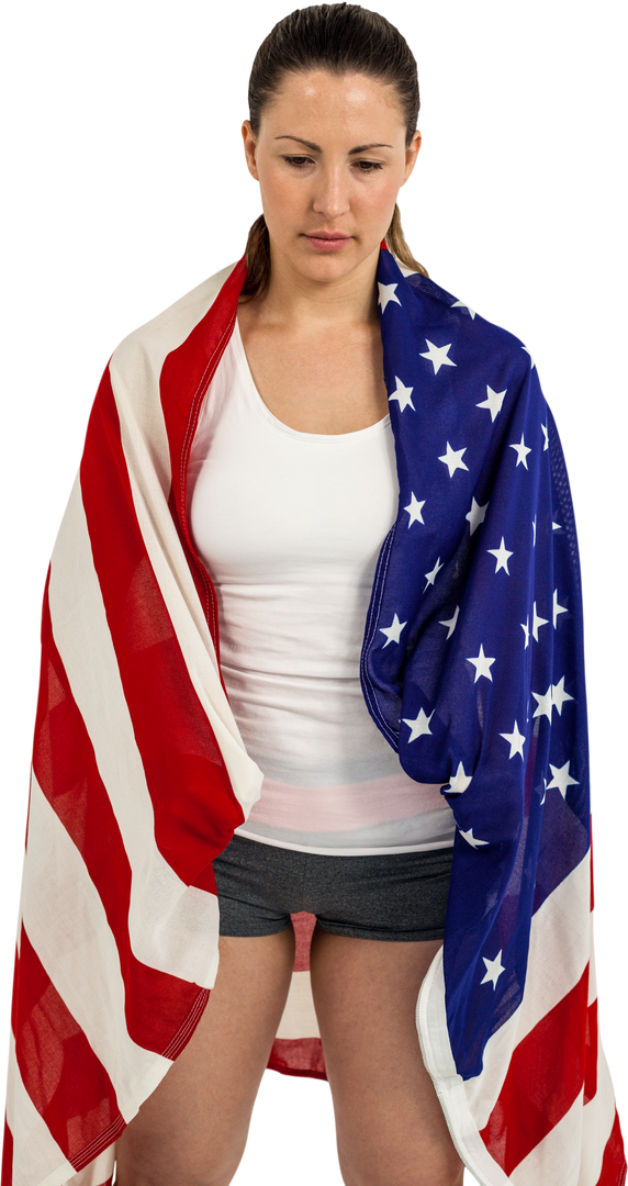 Female Athlete Draped with American Flag Isolated on Transparent Background - Download Free Stock Images Pikwizard.com