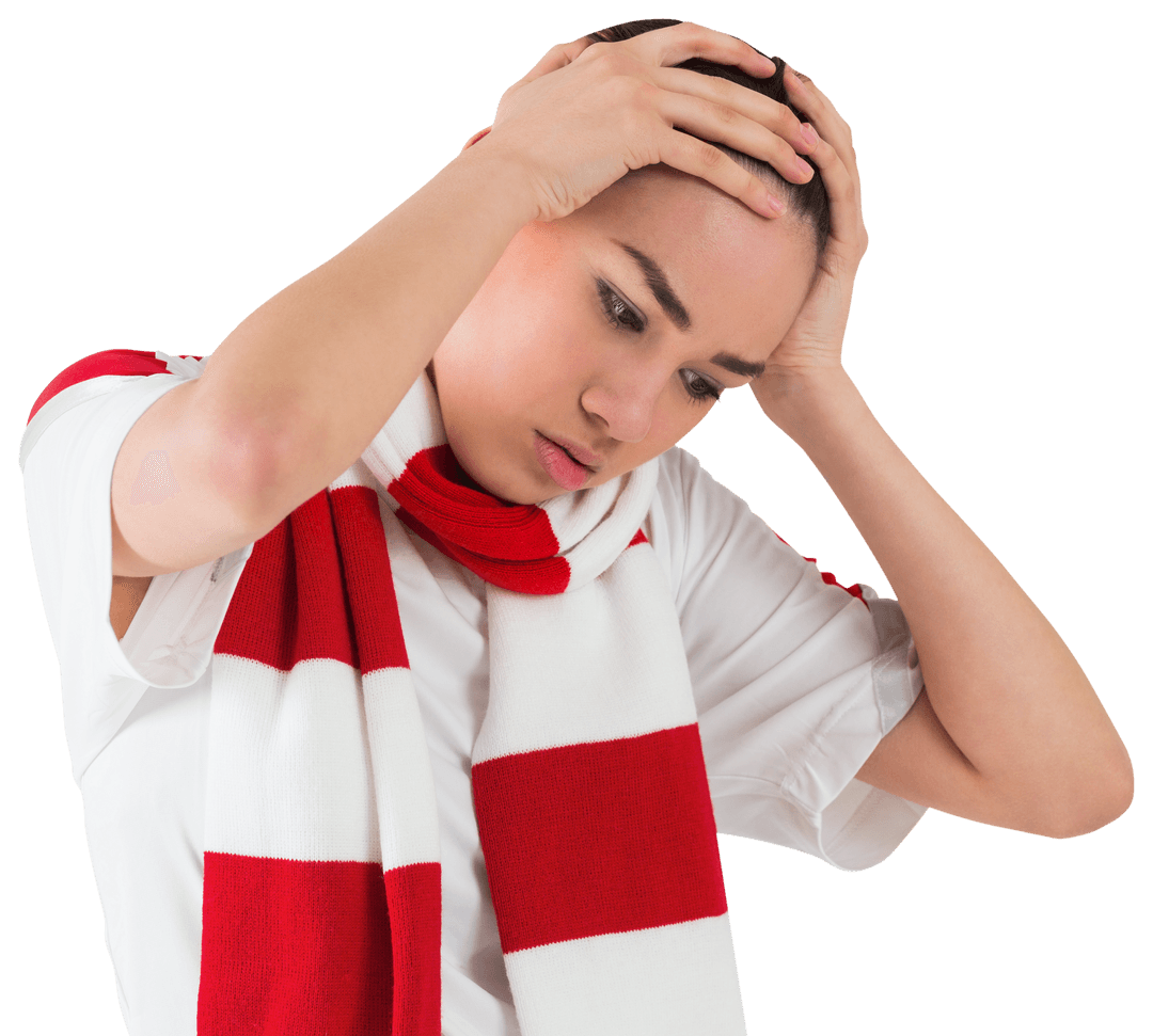 Transparent Sad Soccer Fan Wearing Team Scarf