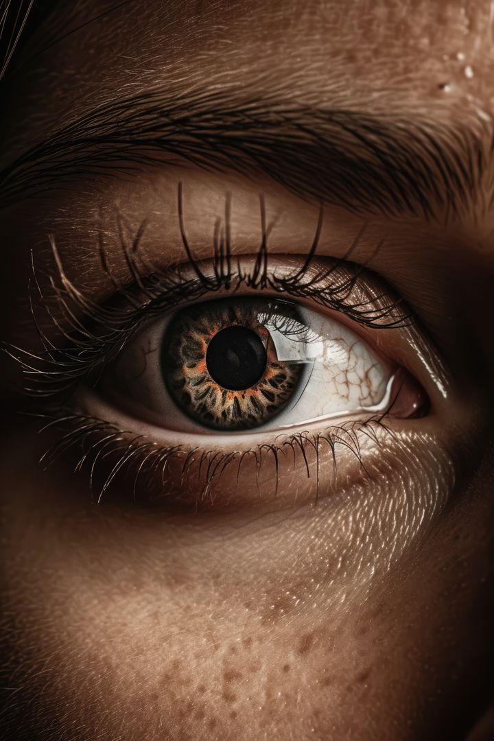 Close up of woman's eye with patterned pupil, created using generative ai technology - Free Images, Stock Photos and Pictures on Pikwizard.com