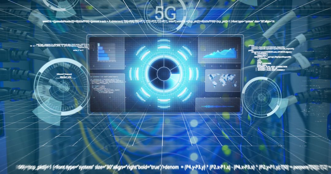 Futuristic Interface of 5G Technology in a Server Room Environment