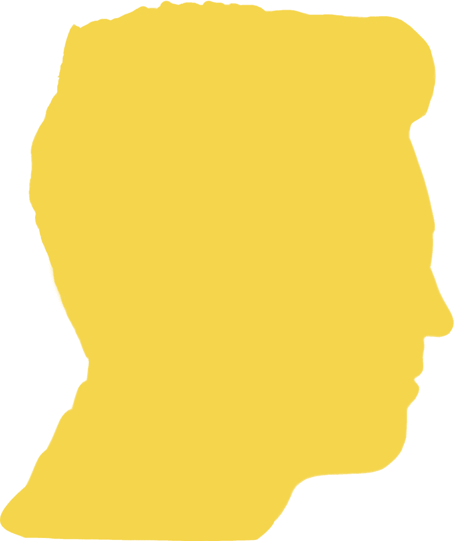 Yellow Silhouette of Man's Profile on Transparent Background