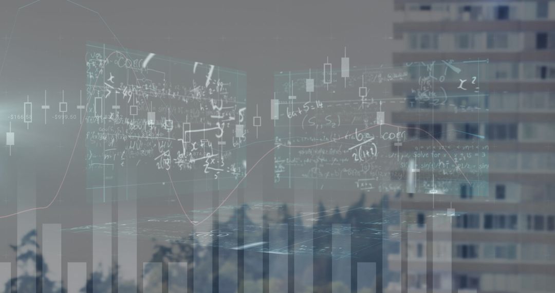 Floating Mathematical Equations over Modern Cityscape