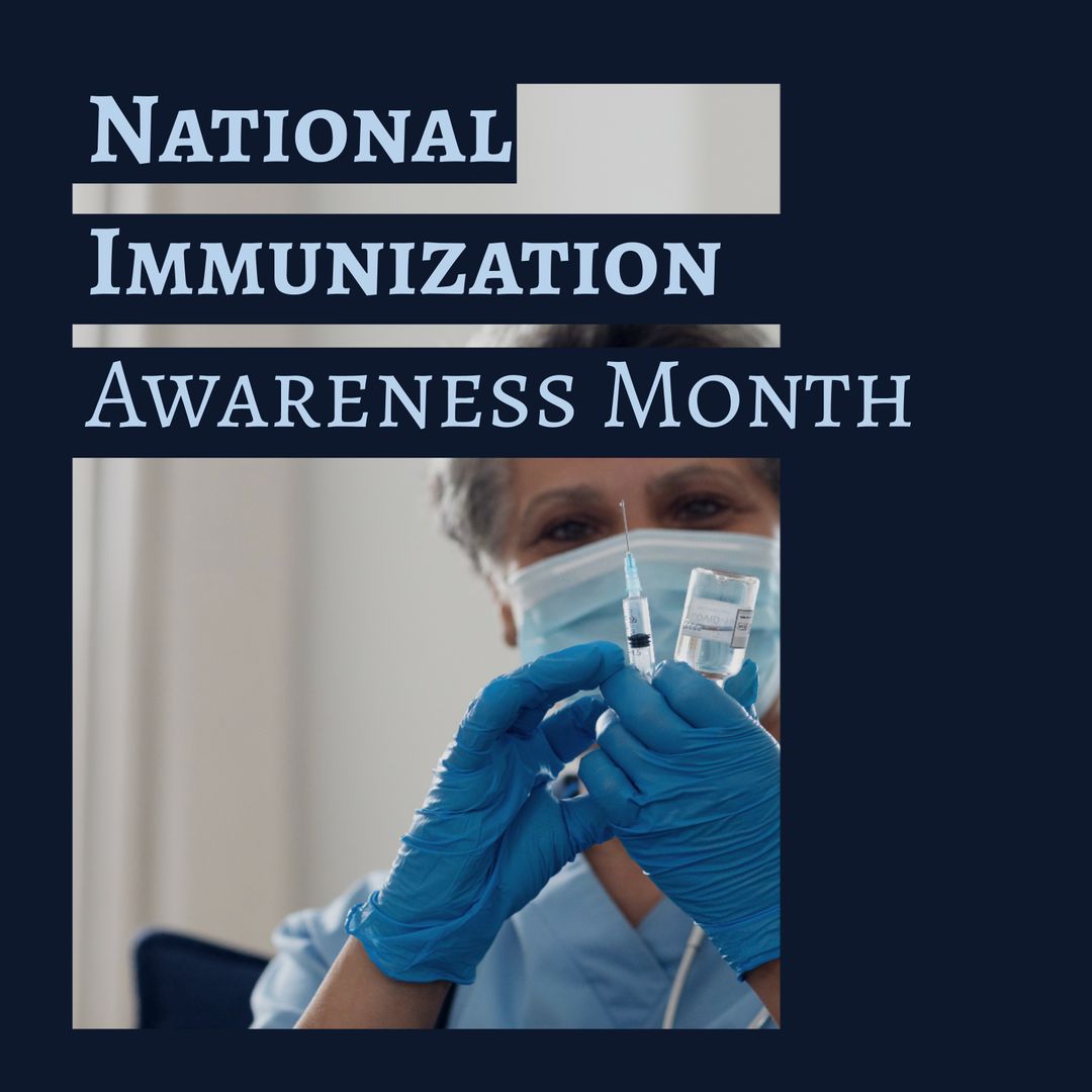 Female Doctor Promoting National Immunization Awareness Month with Vaccine - Download Free Stock Templates Pikwizard.com
