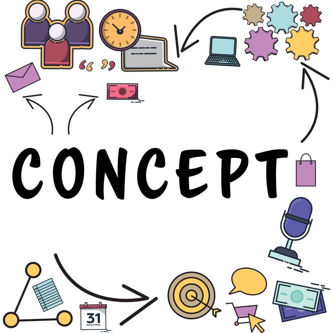 Digital Media Icons on Transparent Background Illustrating Business Concept