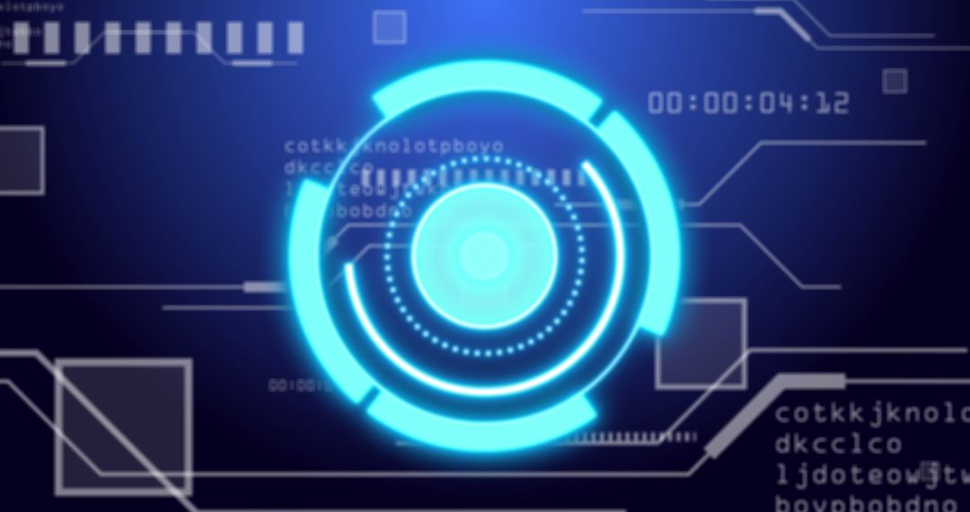 Futuristic Digital Interface Orbiting Data Graphic Abstract