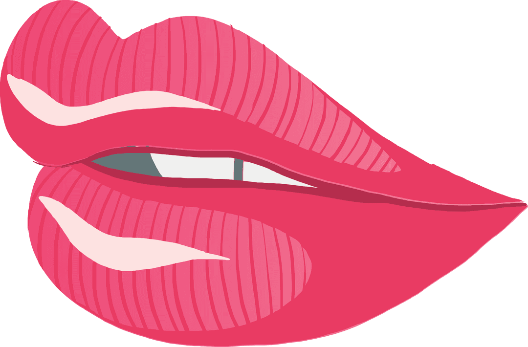 Shiny Red Lips Illustration on Transparent Background Isolated Vector