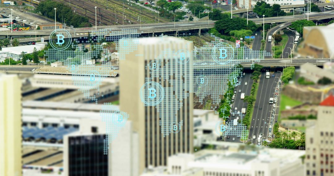 Digital Data Overlay on Urban Cityscape Visualizing Global Blockchain