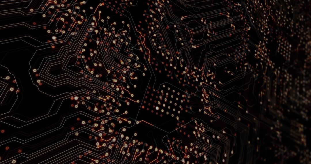 Intricate Circuit Board Glowing with Digital Connectivity