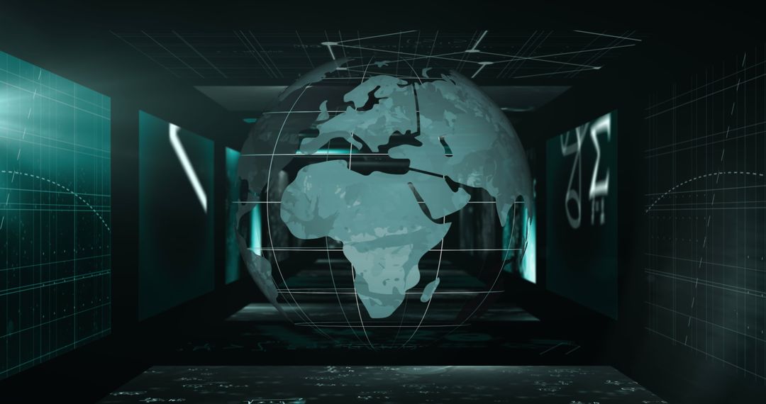 Futuristic Globe with Digital Mathematical Interface