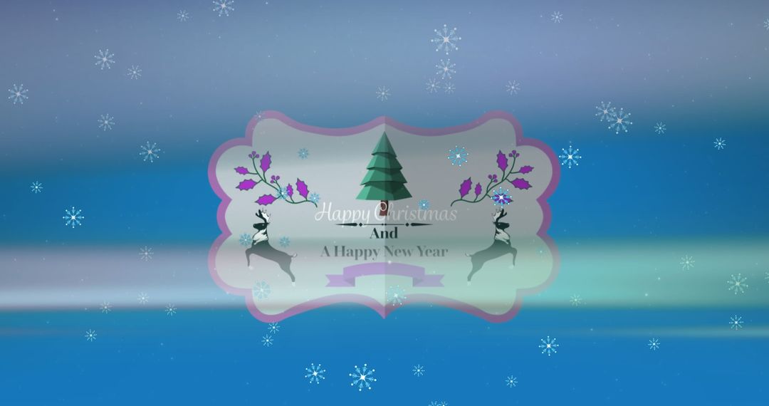 Christmas Greeting with Snowfall and Festive Decorations